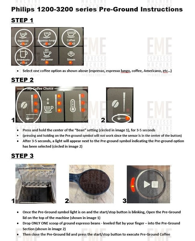 How to use Pre-ground option in Philips EP 2200 and 3200 series