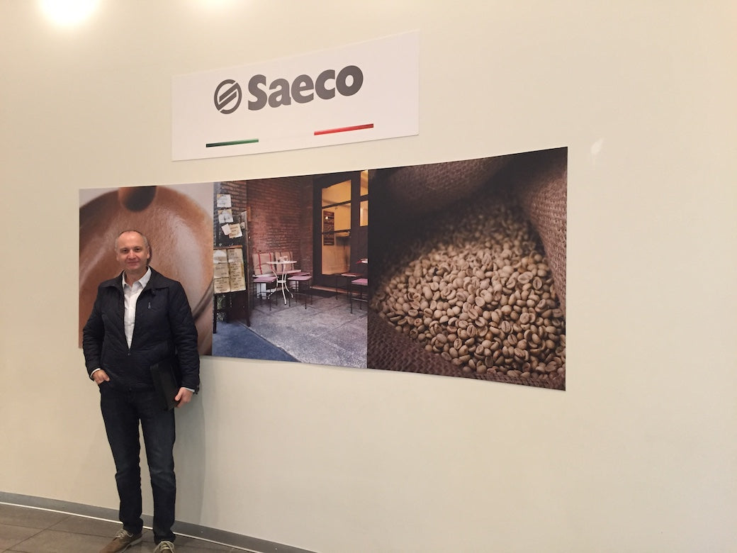 Luciano Iarusso owner of Espresso Machine Experts at Saeco headquarters in Italy