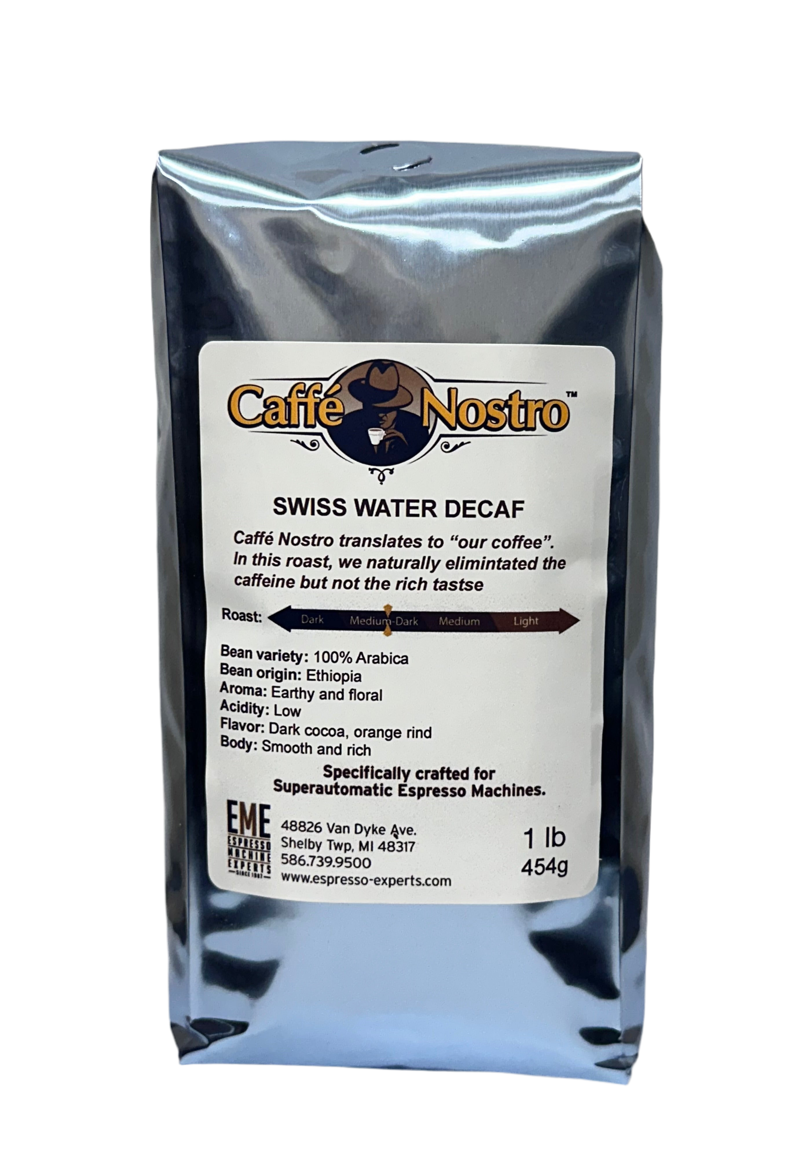 Caffé Nostro™-Swiss Water  Decaf Espresso Coffee Beans  1lb