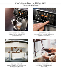 Philips Saeco 5400 Superautomatic Espresso Machine LatteGo Silver  EP5447/94