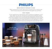 Philips 5400 Series Espresso Machine - Coffee to Grain - LatteGo Milk  Frother, 12 Coffee Specialities, Intuitive Display, 4 User Profiles, Chrome  (EP5447/90) : : Home & Kitchen