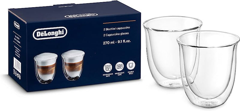 De\'Longhi Double wall Cappuccino Glass set of 2 - Espresso Machine Experts