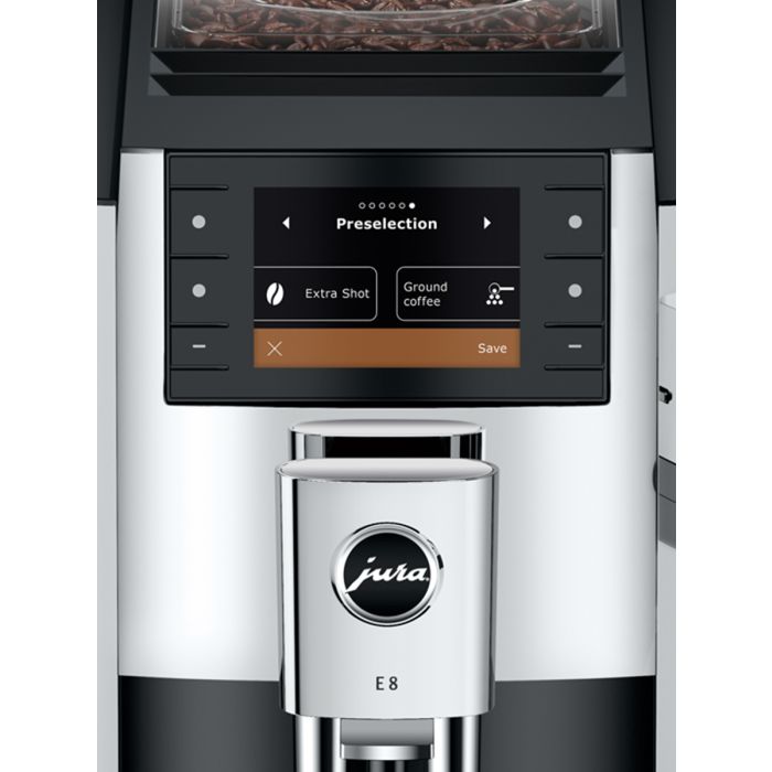 JURA E8 Chrome  NAC Superautomatic Coffee Machine | 15646 2 yrs Warranty