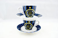 Inter Italian soccer club 2 stacked espresso cups