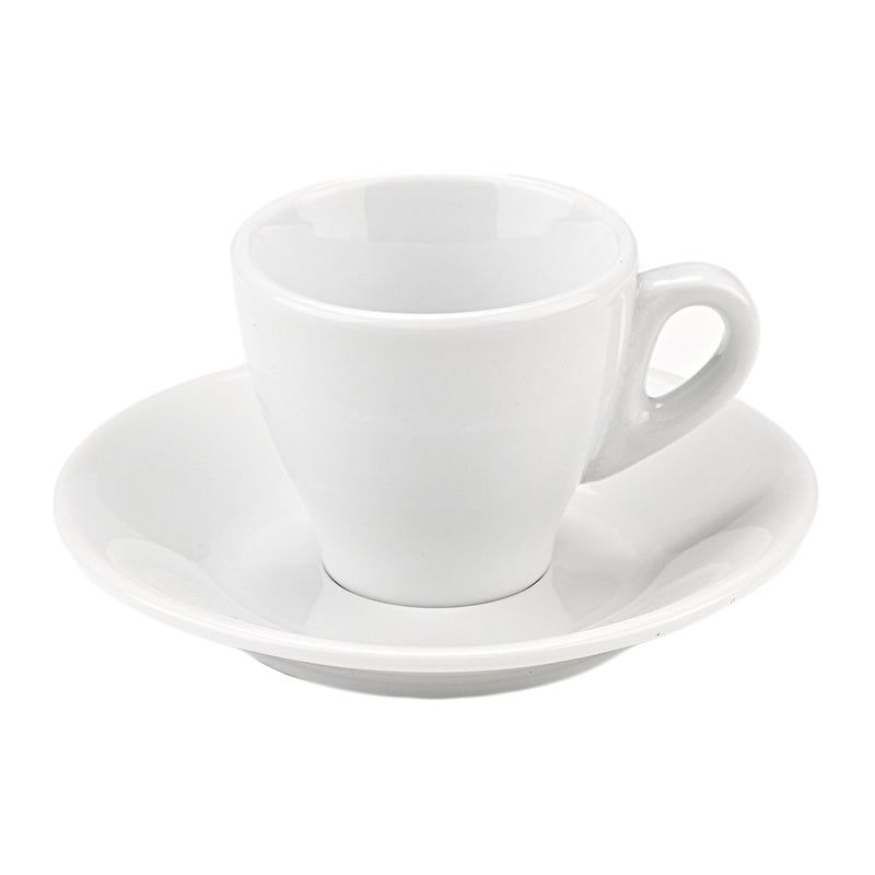 CLASGLAZ 6oz Ceramic Espresso Cup and Saucer Porcelain Latte Cup Wooden  Handle Cappuccino Cup Demitasse Cup (White)