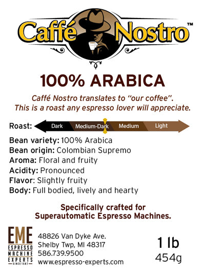 Caffé Nostro™- 100% Arabica Espresso Coffee Beans,