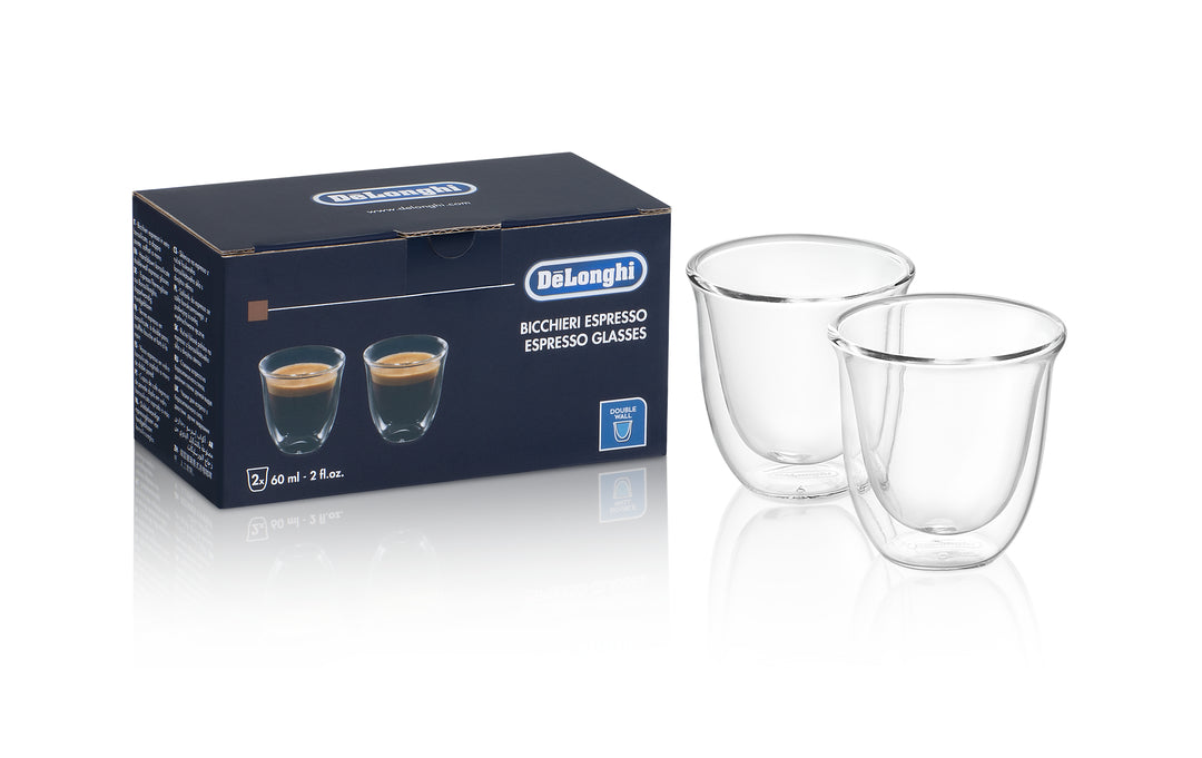 De'Longhi Espresso Cups, Double Wall Thermal Glasses, 2 oz, Set of 2