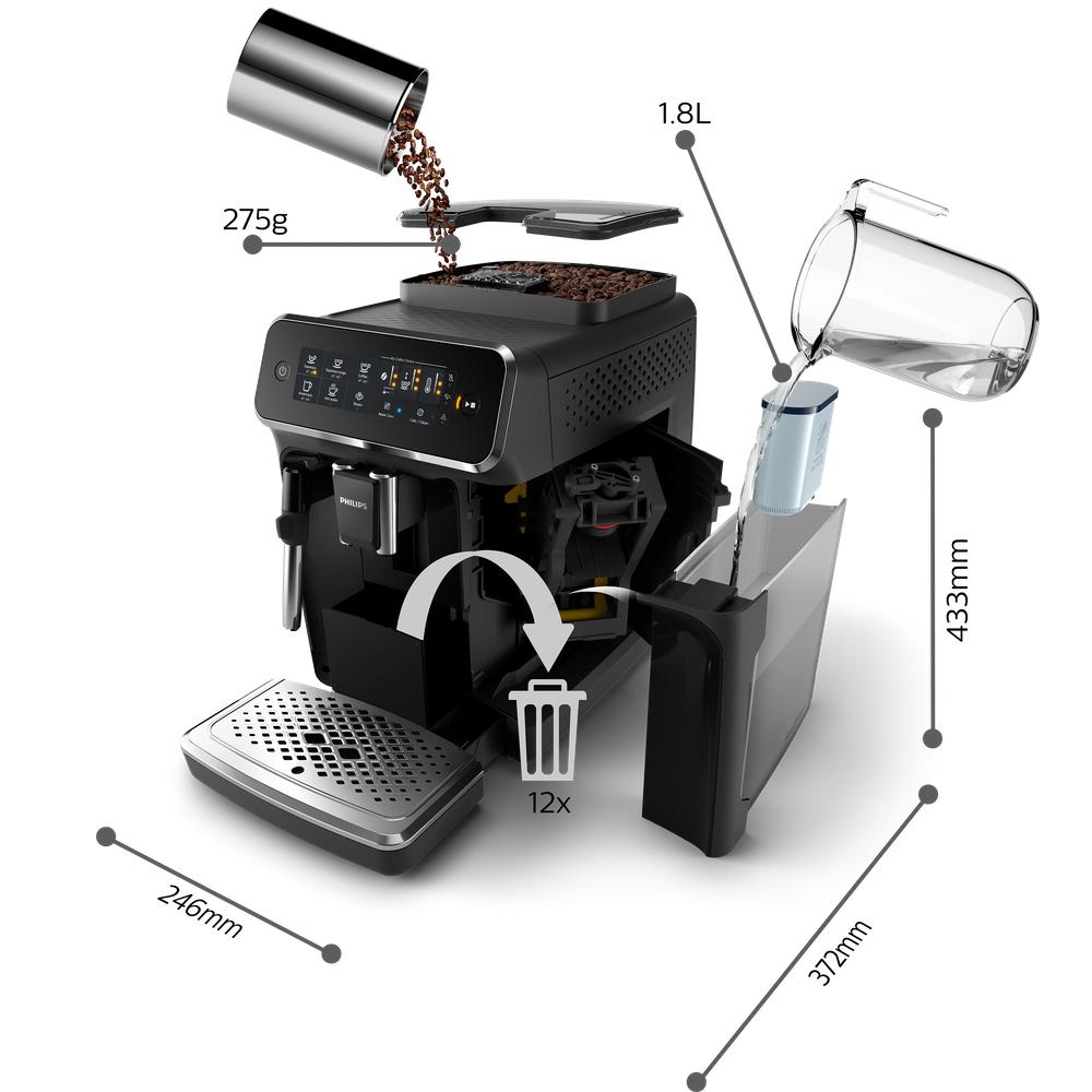 Refurbished Philips Saeco 3200 Series Superautomatic Espresso Machine Classic Milk Frother Black EP3221/44