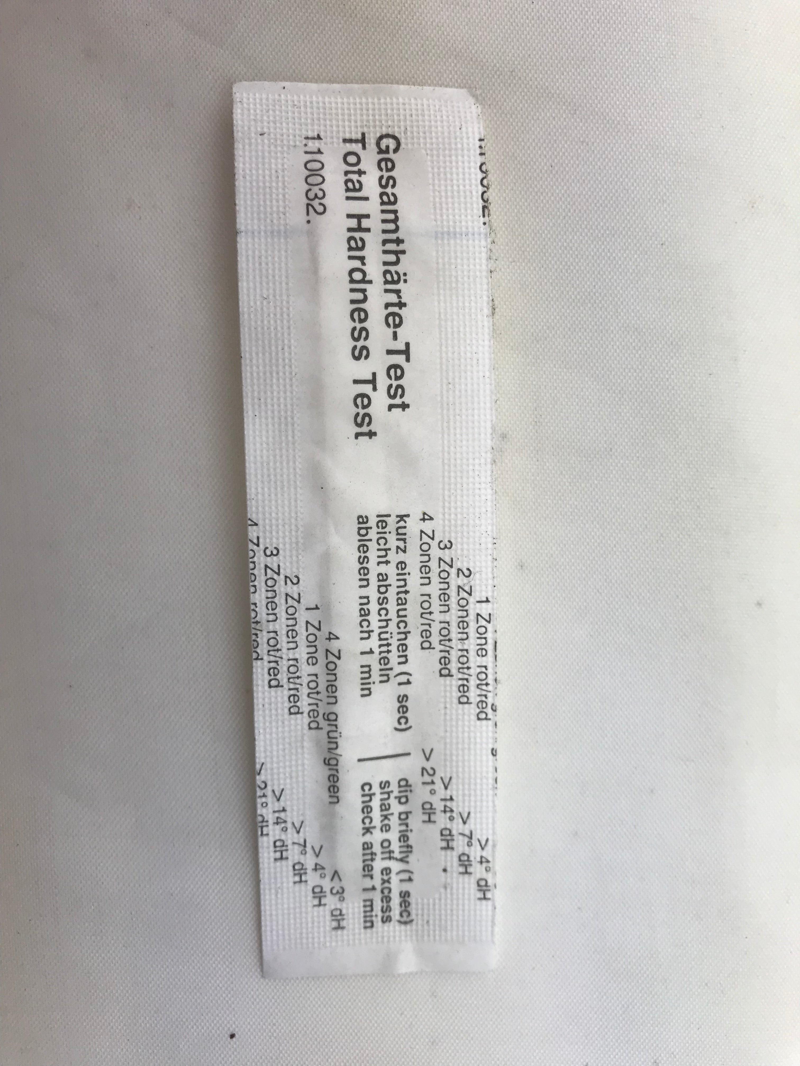 Water Hardness Testing Strip Manuf. # 996530039604 0301.961 HD5085