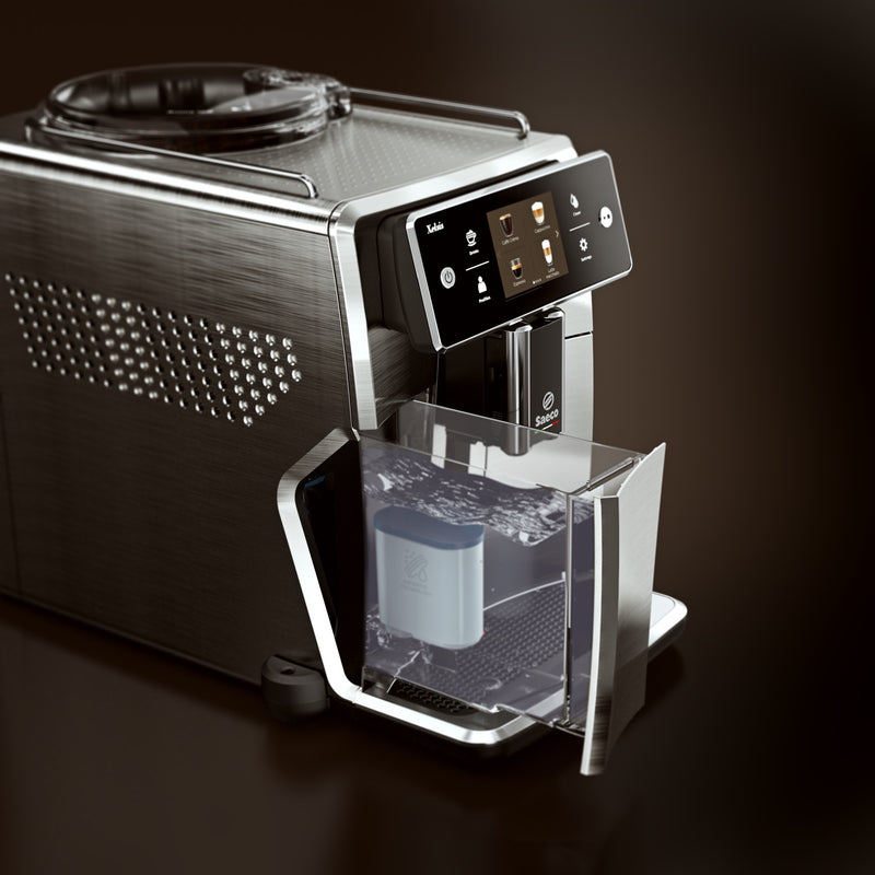 Saeco Xelsis Super Automatic Espresso Machine, Titanium Metal Front,  SM7684/04 with Philips AquaClean Filter Single Unit, CA6903/10
