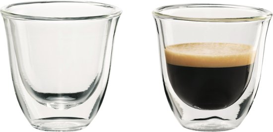 De'Longhi Espresso Cups, Double Wall Thermal Glasses, 2 oz, Set of 2 - DLSC310