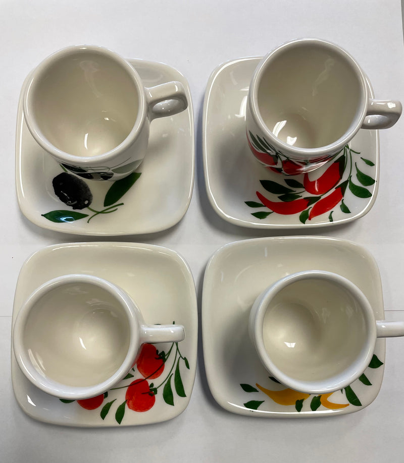 Set of 2 Vintage Lavazza Espresso Cups With Saucers, Made in Italy 